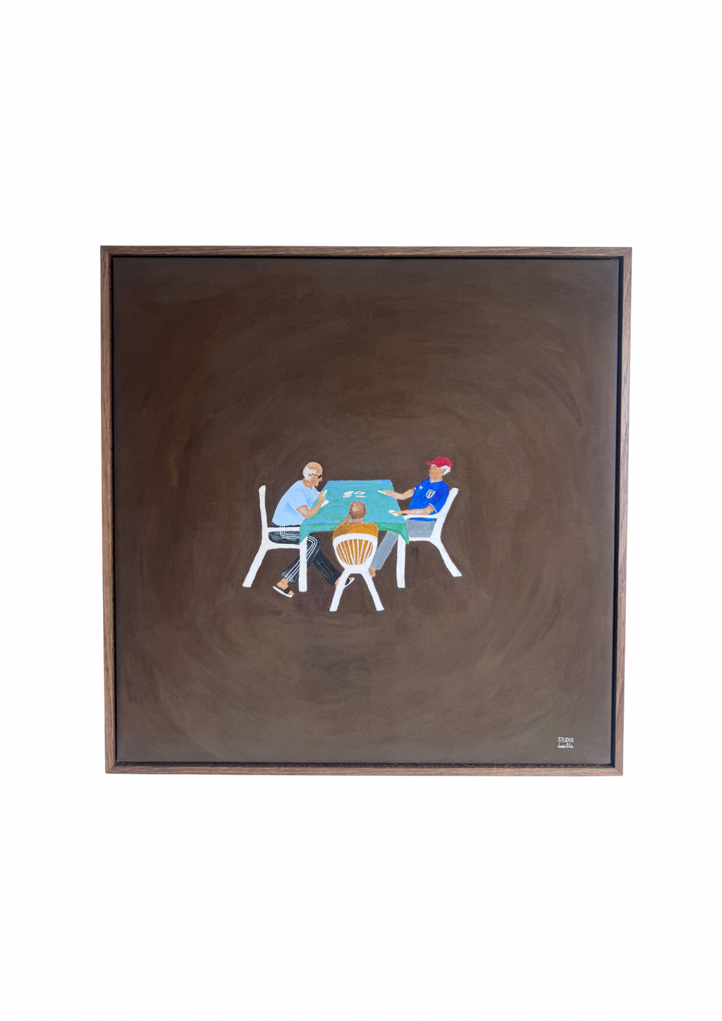 “Scopa Table” stretched canvas, framed in Tassie Oak