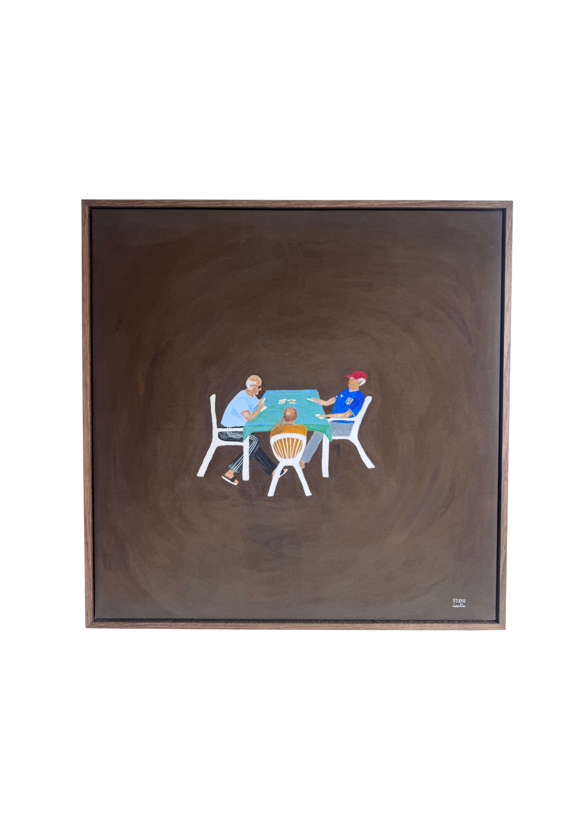 “Scopa Table” stretched canvas, framed in Tassie Oak